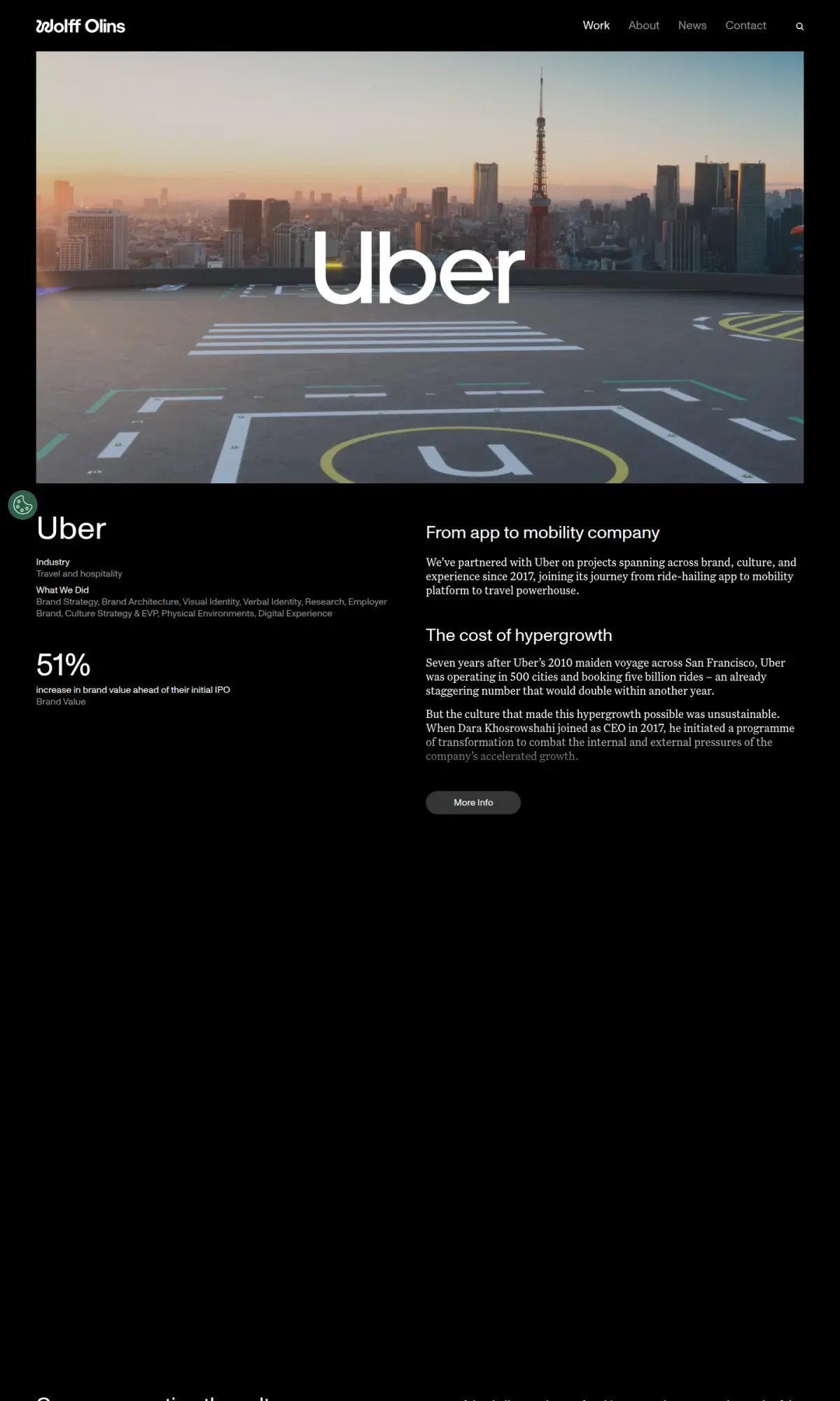 Uber identity by Wolff Olins, the page as you scroll