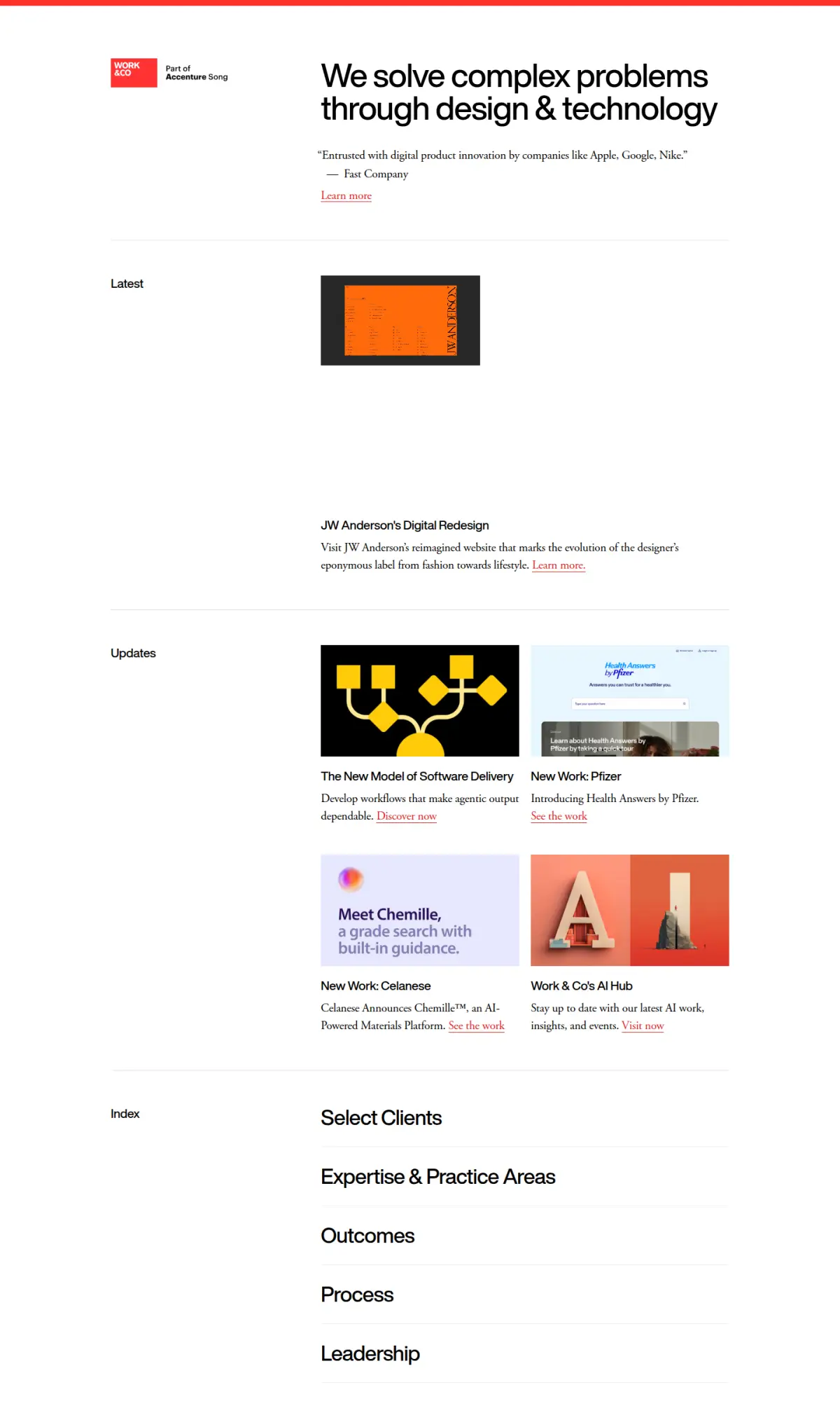 Work & Co, the page as you scroll
